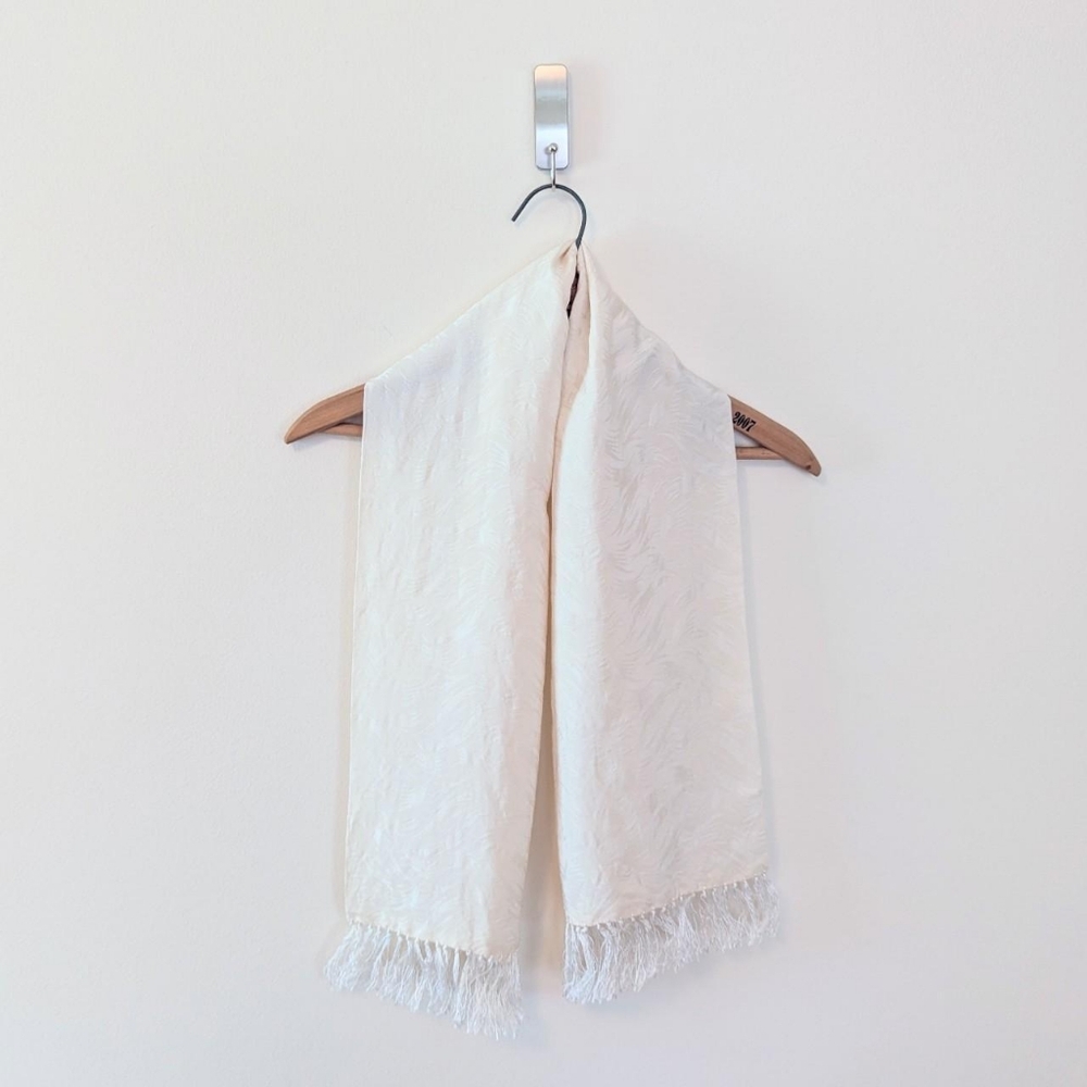 Vintage 70s White Zebra Print Silk Scarf